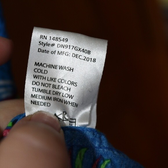 Paper Denim Cloth Bright Blue Floral Short Sleeve Button Down Shirt Medium - Picture 9 of 10